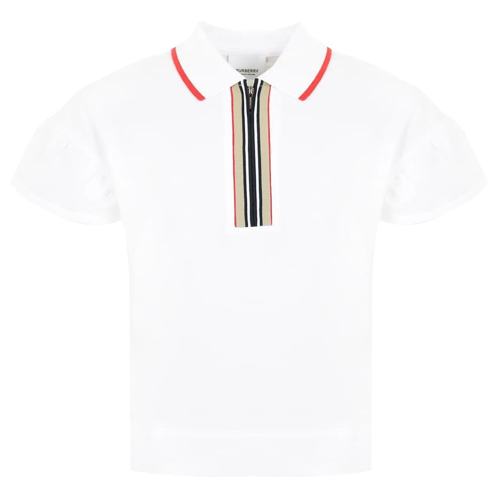 商品Burberry|White Ruffle Sleeve Martina Polo Shirt,价格¥1180,第1张图片