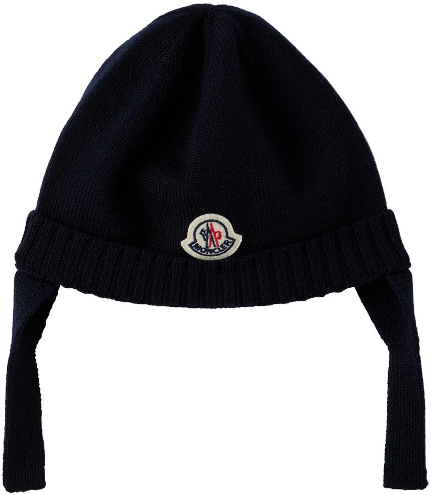 商品Moncler|Baby Navy Rib Beanie & Mittens Set,价格¥3051,第2张图片详细描述