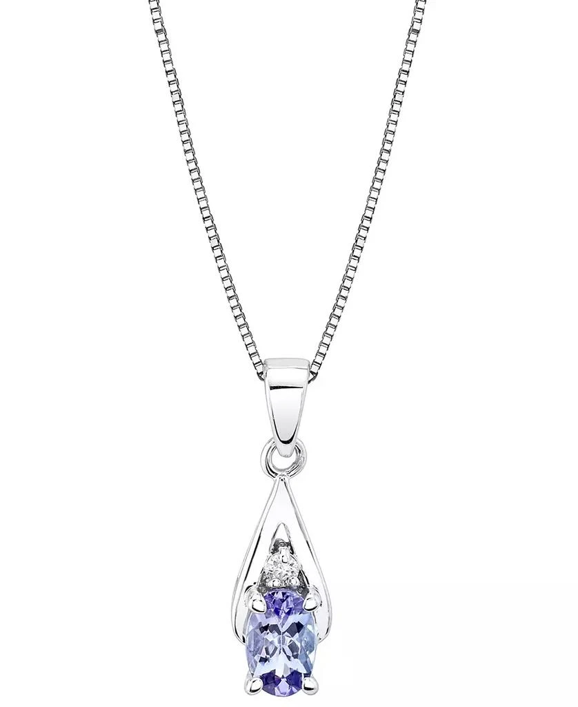 商品Macy's|Tanzanite (1/2 ct. t.w.) & Diamond Accent 18" Pendant Necklace in 14k White Gold,价格¥6274,第1张图片