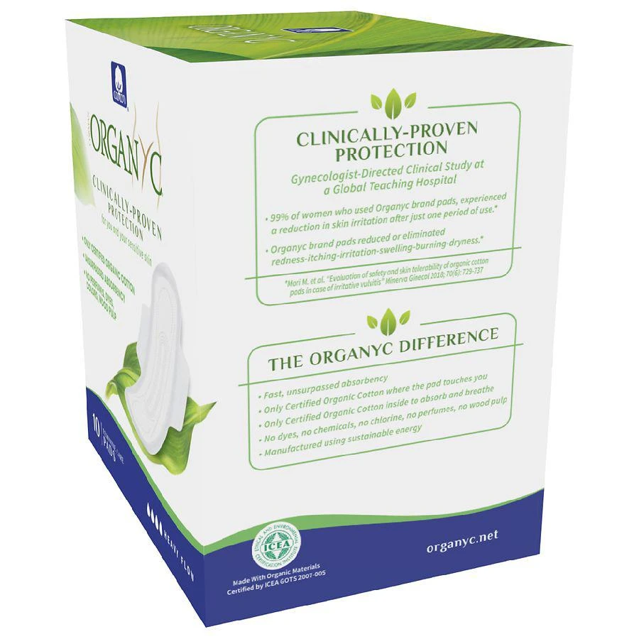 商品ORGANYC|100% Certified Organic Cotton Feminine Pads with Wings, Heavy Flow,价格¥32,第3张图片详细描述
