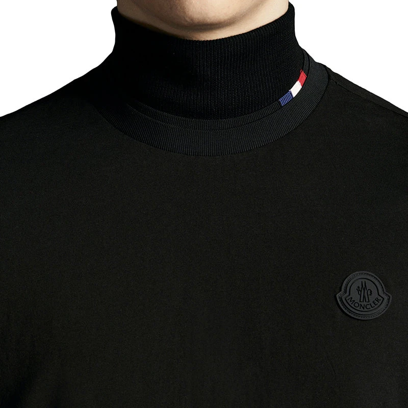 商品Moncler|【预售3-7天】Moncler/蒙克莱 男士黑色纯棉同色徽标贴片短袖T恤H20918C00027829H8999,价格¥2213,第6张图片详细描述
