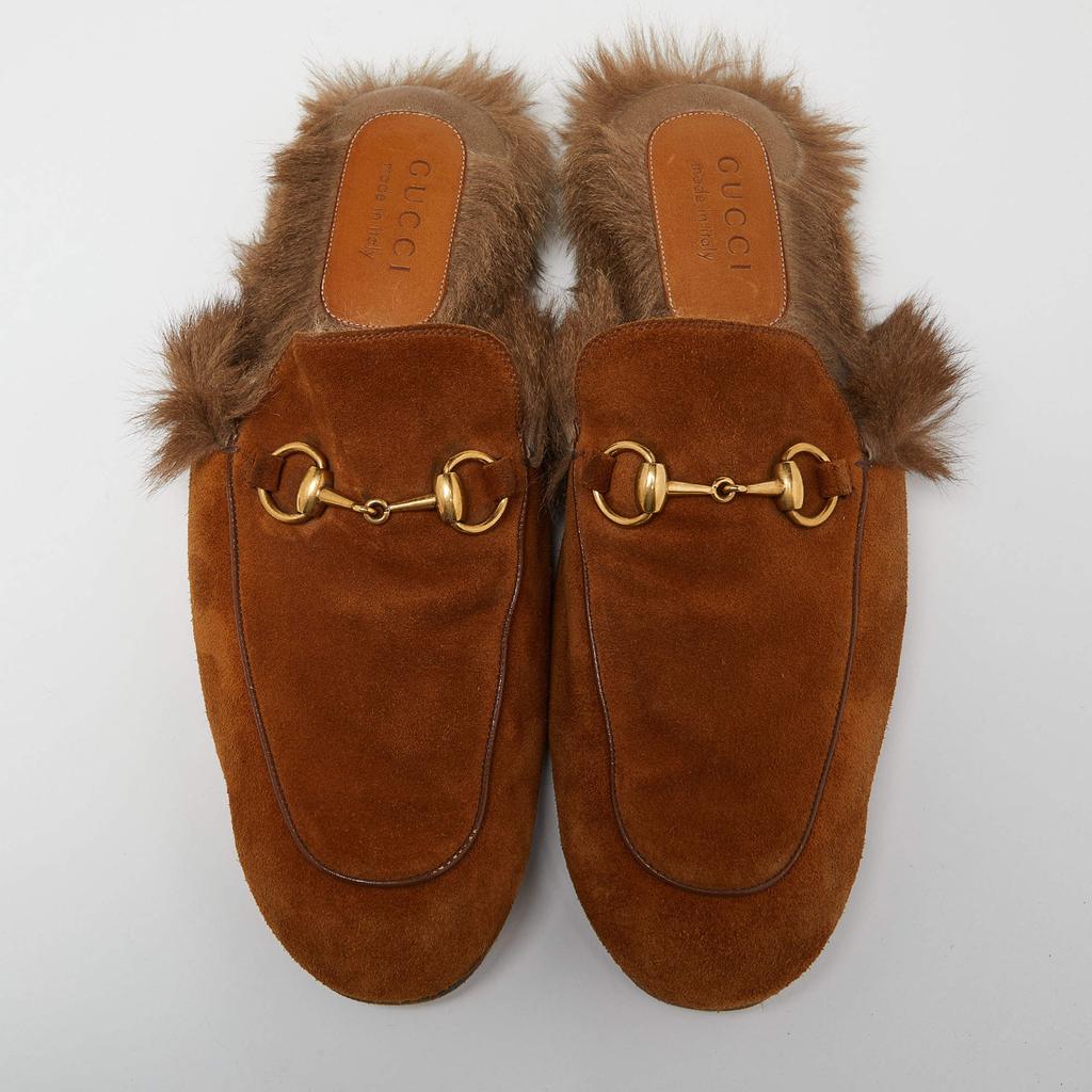 【関税&送料込】Gucci Brown Suede Slippers 58cbeff4-1977-34e5-8c0d-