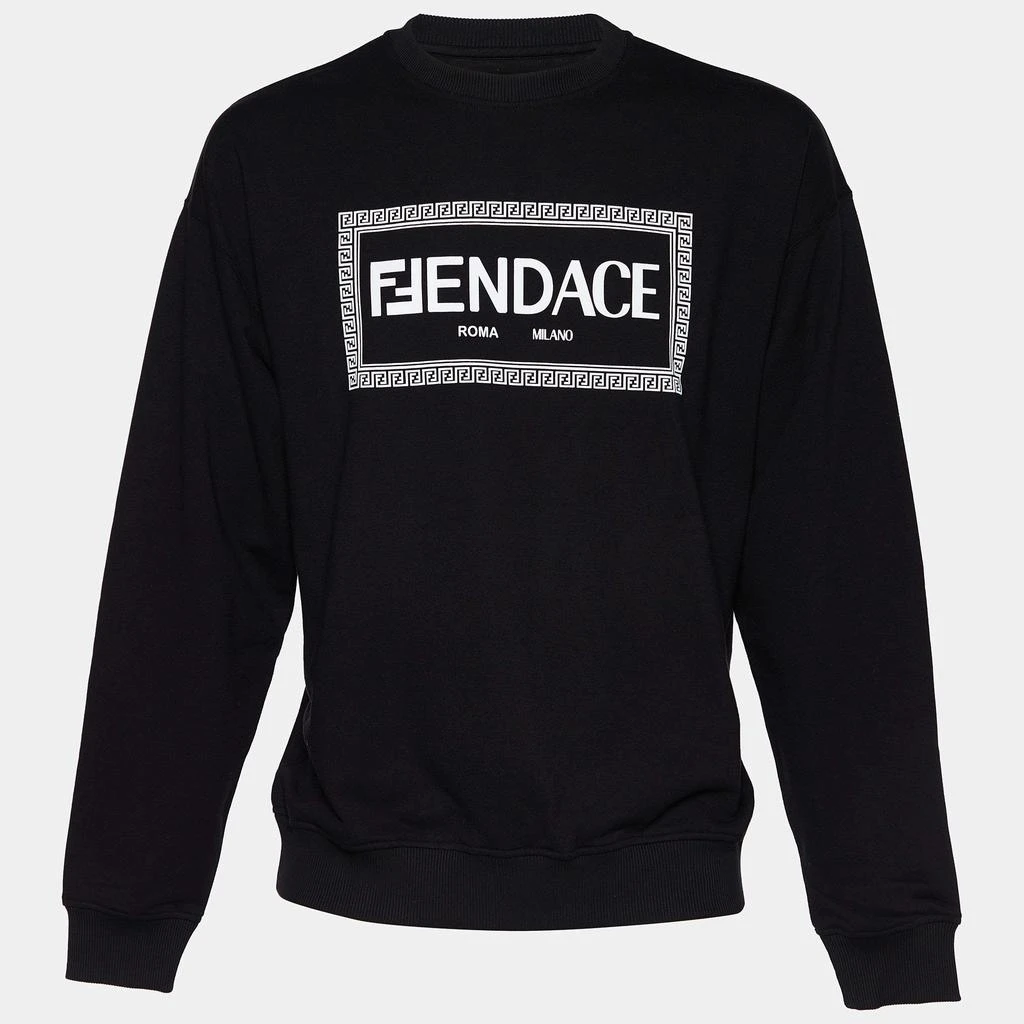 商品Fendi|Fendi x Versace Black Fendace Print Cotton Crew Neck Sweatshirt L,价格¥8198,第1张图片
