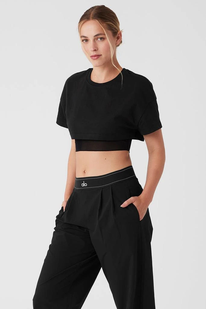 商品Alo|Made You Look Cropped Short Sleeve Tee - Black,价格¥416,第3张图片详细描述