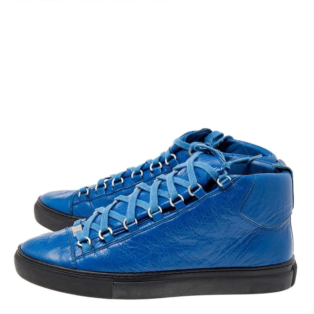 商品[二手商品] Balenciaga|Balenciaga Blue Leather High Top Sneakers Size 43,价格¥2334,第4张图片详细描述