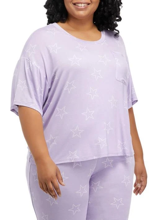 商品Love, Fire|Fire Plus Size Rayon Spandex Short Sleeve Pajama Shirt,价格¥87,第1张图片