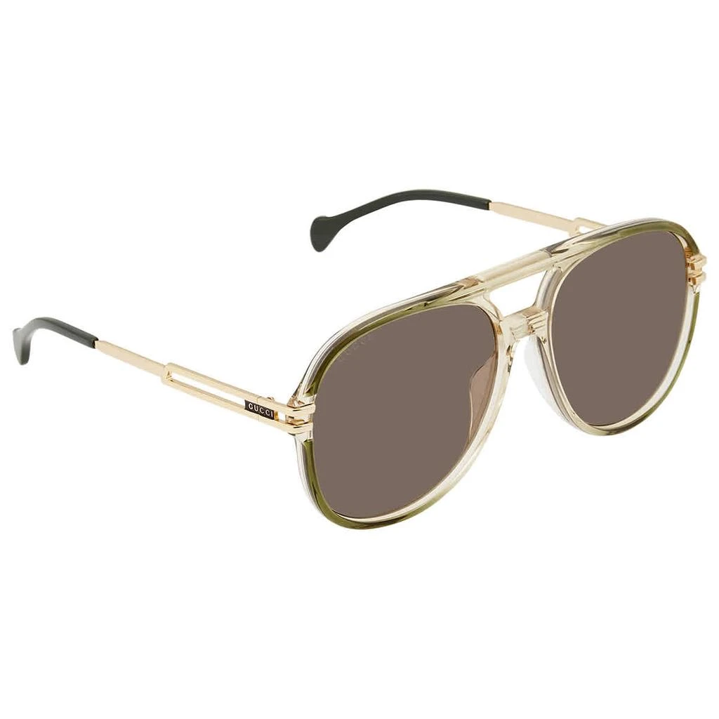 商品Gucci|Brown Pilot Men's Sunglasses GG1104S 003 61,价格¥1904,第2张图片详细描述
