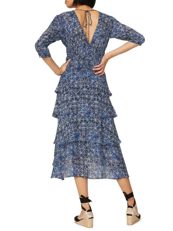 商品Maje|Rufflani Geometric Tiered Midi Dress,价格¥794,第2张图片详细描述