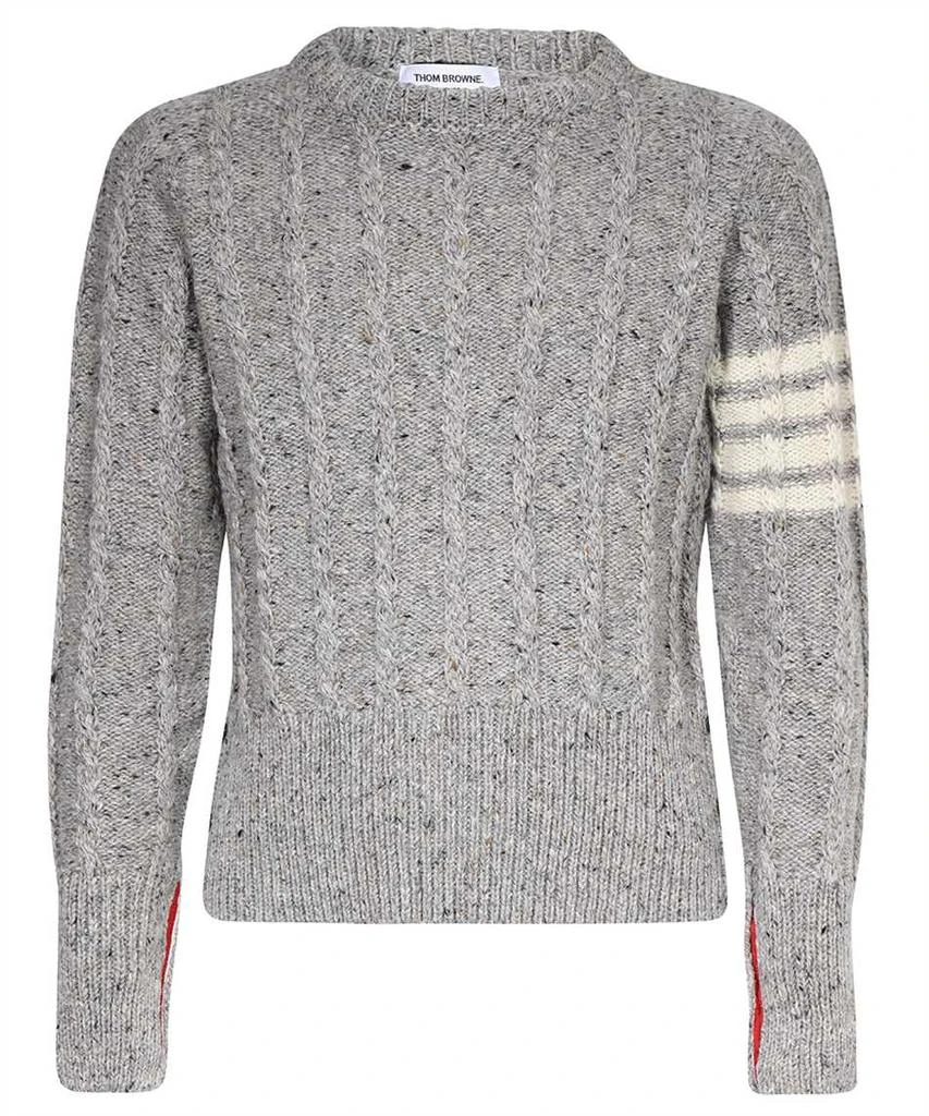 Thom Browne Men Twist Cable Classic Crewneck Donegal Pullover Sweater 商品