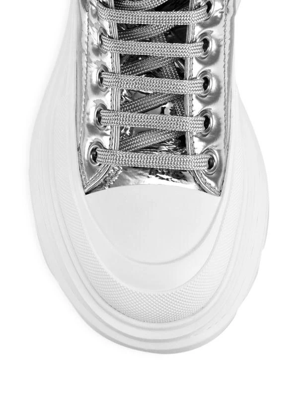 商品Alexander McQueen|Puffer Tread Slick Metallic Leather Ankle Boots,价格¥2247,第4张图片详细描述