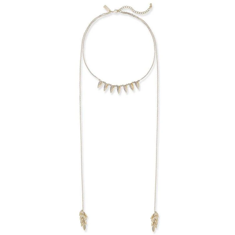 商品INC International|I.N.C. Gold-Tone Pavé Leaf Scarf Collar Necklace, Created for Macy's,价格¥73,第1张图片
