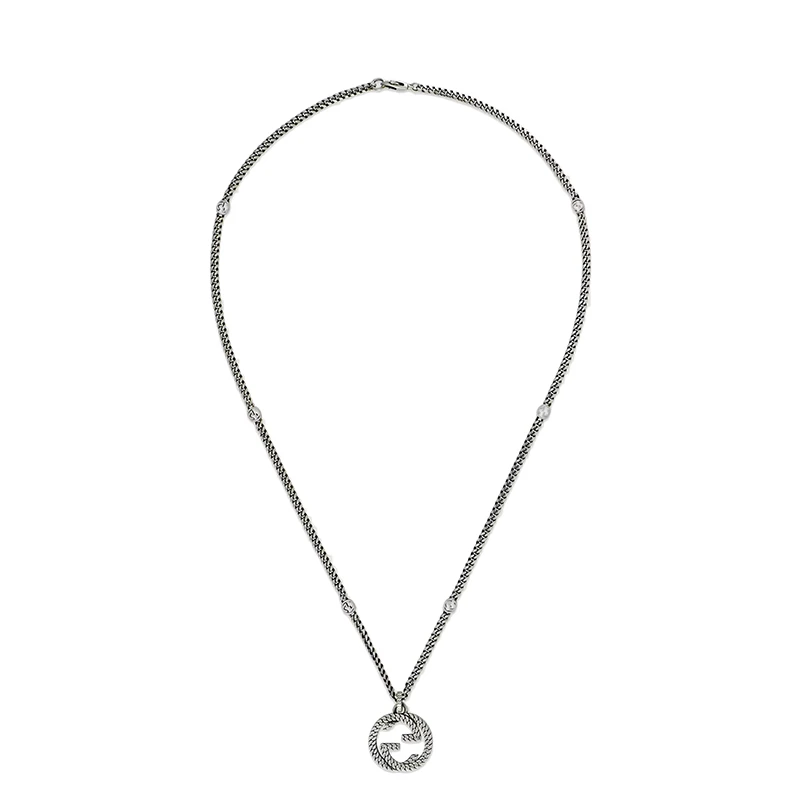 商品Gucci|GUCCI/古驰 925纯银双G吊坠复古项链678651J84000728,价格¥4166,第1张图片