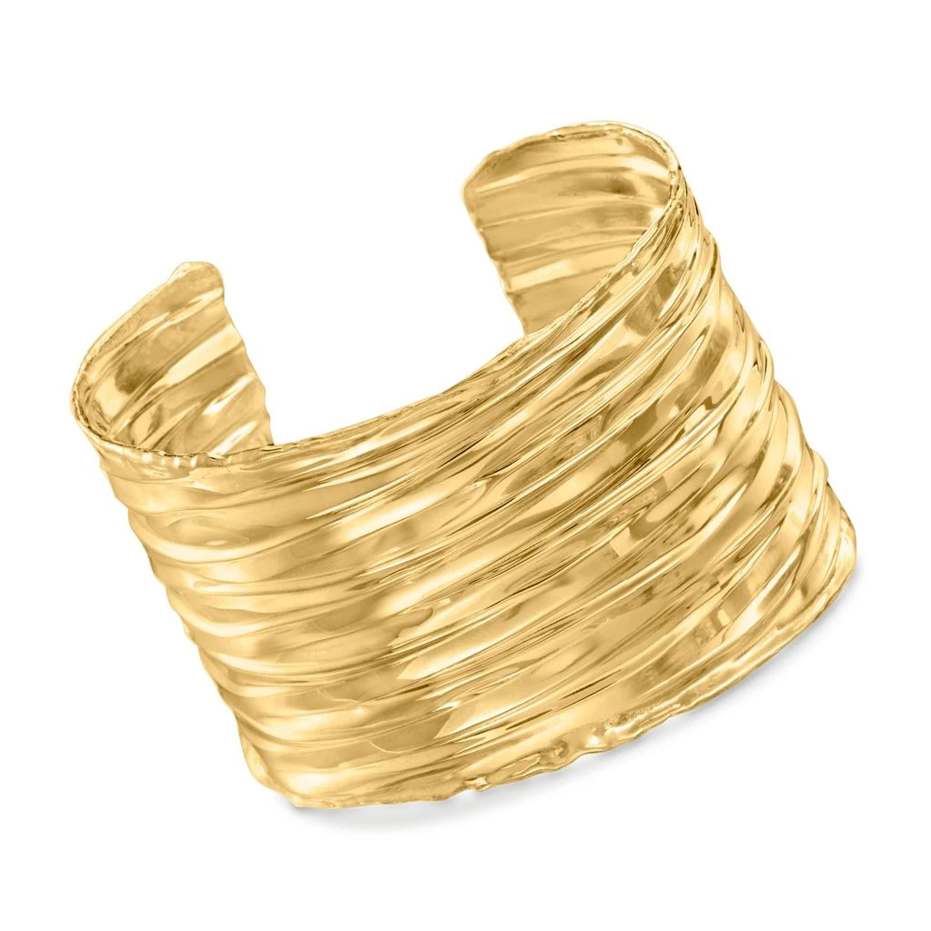 商品Ross-Simons|Ross-Simons Italian 24kt Yellow Gold Over Sterling Silver Rippled Cuff Bracelet,价格¥1573,第1张图片