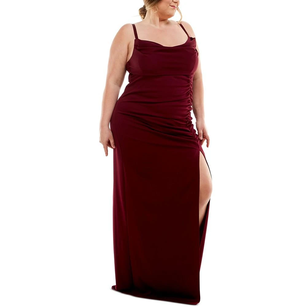 商品Emerald Sundae|Trendy Plus Size Cowlneck Side-Ruched Maxi Dress, Created for Macy's,价格¥580,第3张图片详细描述