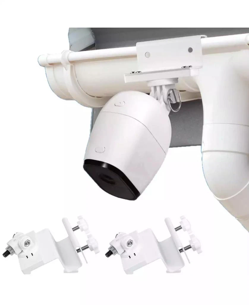 商品Wasserstein|Weatherproof Gutter Mount Compatible with Arlo Pro, Pro 2, Pro 3, Pro 4, Ultra, Ultra 2, HD, Go, Essential Security Camera (2 Pack, White),价格¥202,第1张图片