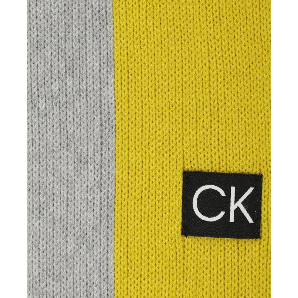 商品Calvin Klein|Men's Thick Wool Blend Side Stripe Logo Scarf,价格¥246,第3张图片详细描述