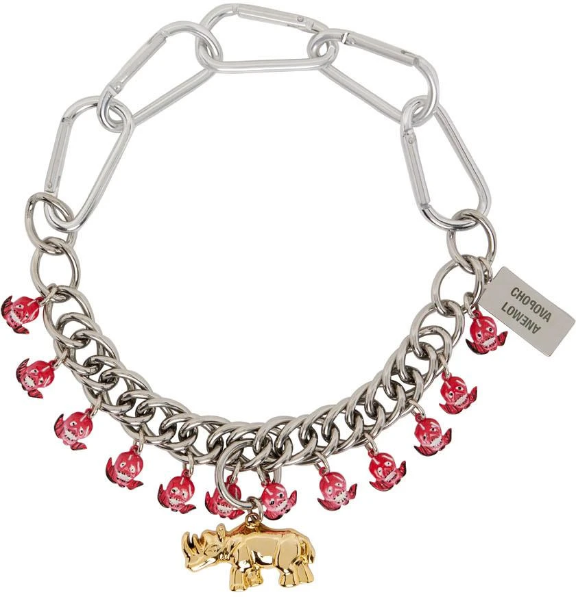 商品CHOPOVA LOWENA|SSENSE Exclusive Silver Skull Rhino Necklace,价格¥917,第1张图片