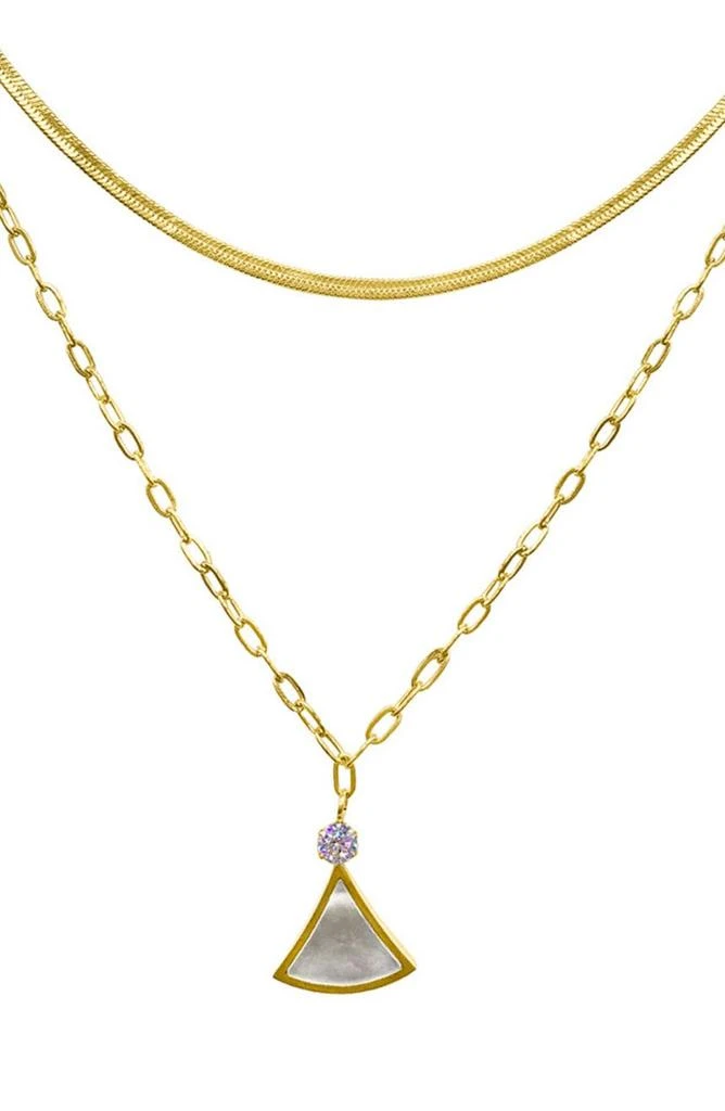 商品ADORNIA|Water Resistant 14K Yellow Gold Vermeil Layered Mixed Chain Ginko Leaf Necklace,价格¥147,第1张图片