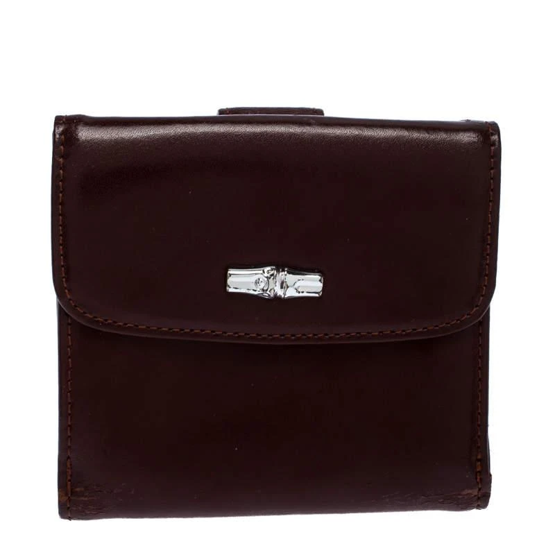 商品[二手商品] Longchamp|Longchamp Maroon Leather Roseau Compact Wallet,价格¥1009,第1张图片