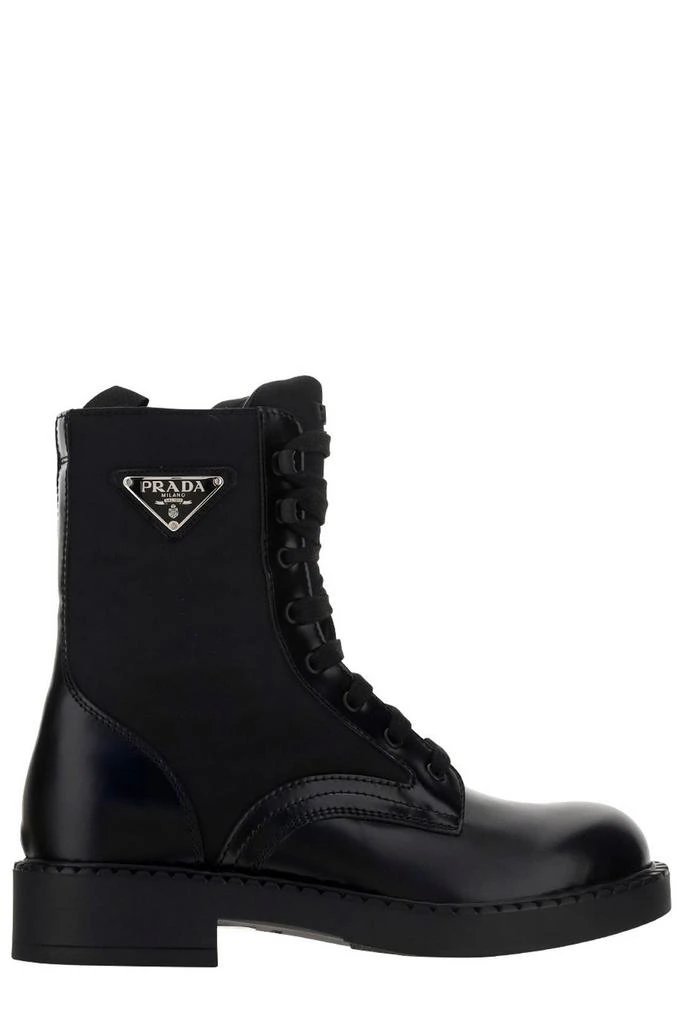 商品Prada|Prada Logo Plaque Lace-Up Ankle Boots,价格¥6088,第1张图片