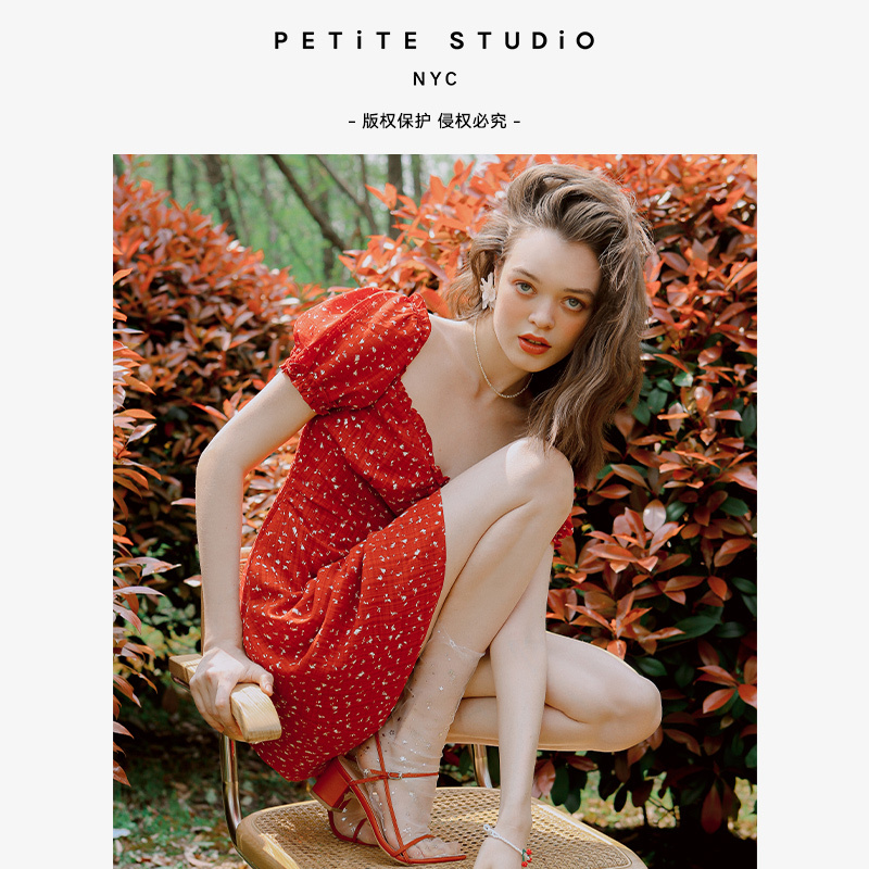 商品[国内直发] Petite Studio NYC|Maisy 连衣裙 - 红色印花 | Maisy Dress - Red Print,价格¥1110,第1张图片