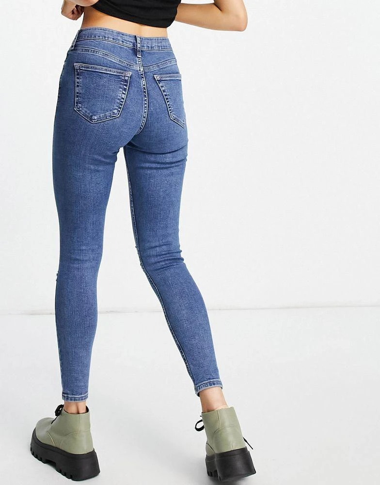 商品Topshop|Topshop Jamie jean with super rip in mid blue,价格¥276,第4张图片详细描述