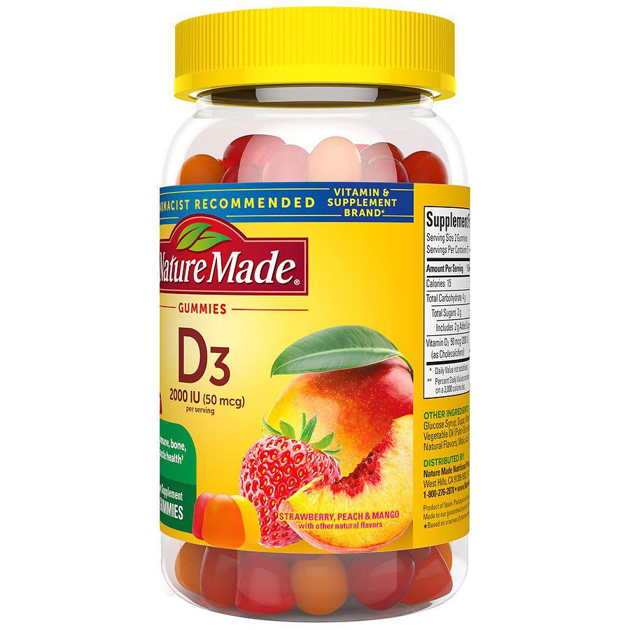 维生素 D3 2000 IU（50 mg）软糖草莓、桃子和芒果 口味商品第9张图片规格展示