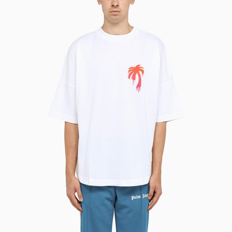 商品Palm Angels|Oversized white t-shirt with Palm logo,价格¥1853,第1张图片