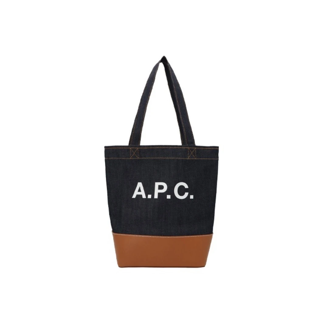 商品A.P.C.|’Axel' 小号牛仔帆布购物袋 托特包 手提包 女款棕色  CODDP-M61568-  CAF,价格¥2223,第1张图片
