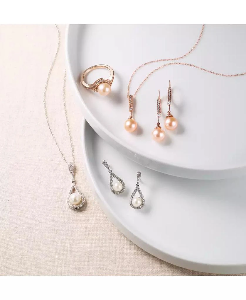 商品Macy's|Pink Cultured Freshwater Pearl (8mm) & Diamond (1/4 ct. t.w.) Swirl Ring in 14k Rose Gold,价格¥4688,第5张图片详细描述