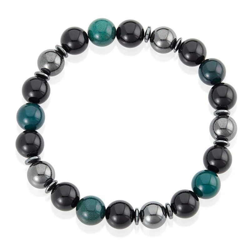 商品Crucible Jewelry|Crucible Los Angeles 10mm Bead Stretch Bracelet Featuring Moss Agate, Shiny Black Onyx and Magnetic Hematite,价格¥277,第3张图片详细描述