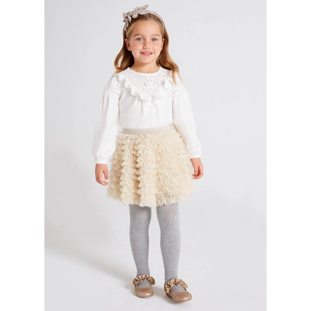 商品Mayoral|Beige Champagne Tulle Ruffle Skirt,价格¥207,第4张图片详细描述