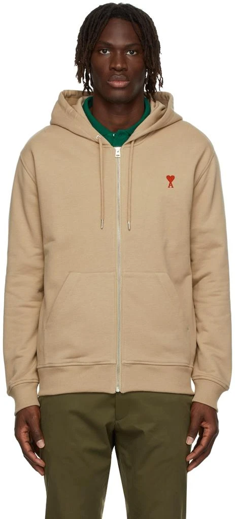 商品AMI|Beige Ami de Cœur Zipped Hoodie,价格¥1400,第1张图片