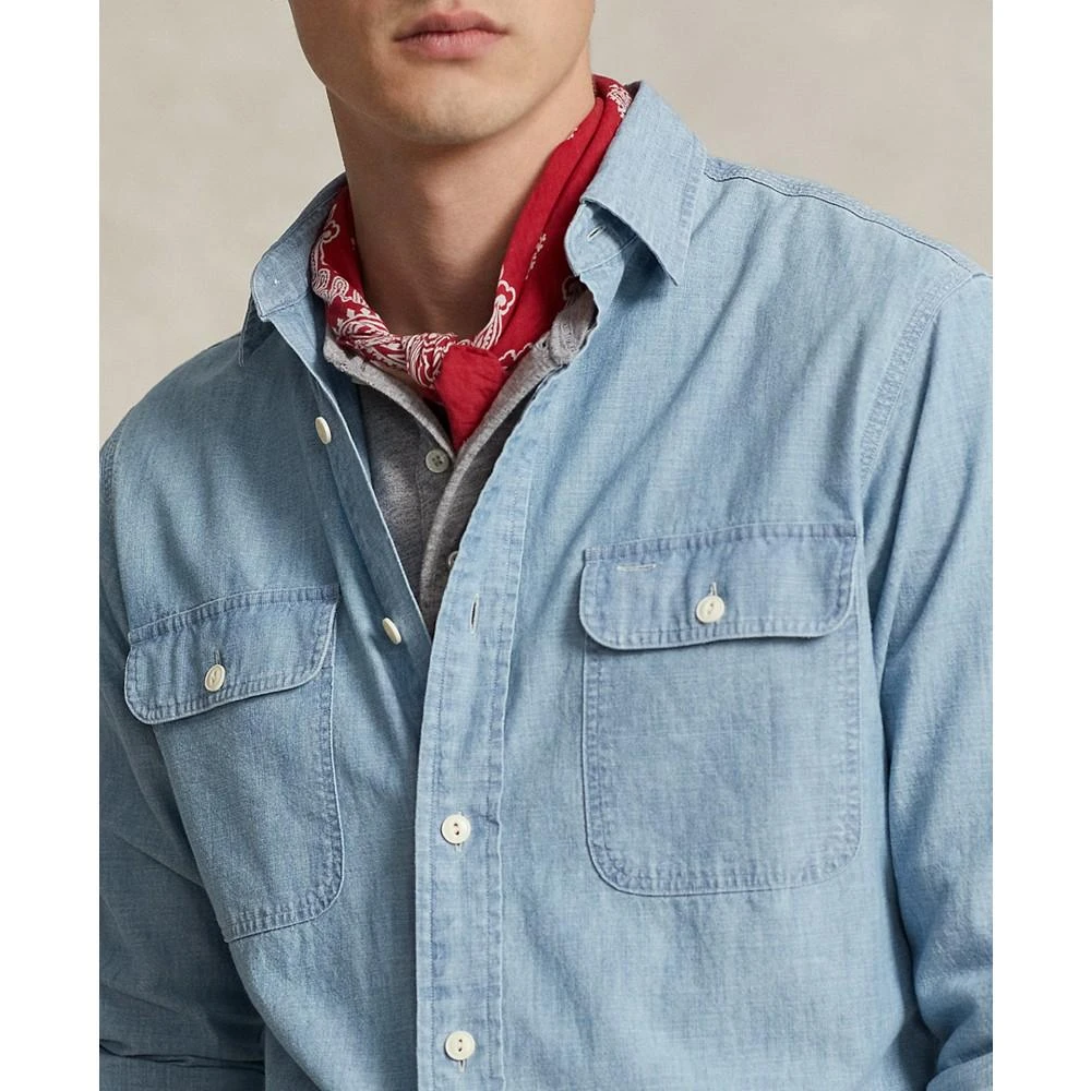 商品Ralph Lauren|Men's Cotton Classic-Fit Chambray Graphic Workshirt,价格¥449,第4张图片详细描述