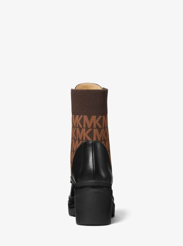 商品Michael Kors|Brea Leather and Logo Jacquard Combat Boot,价格¥332,第3张图片详细描述