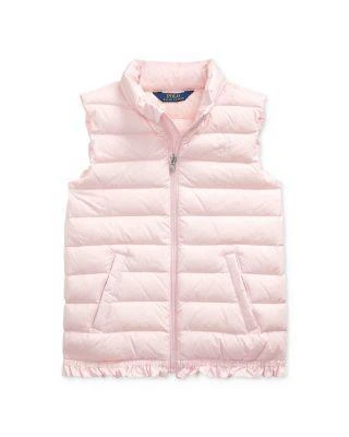 商品Ralph Lauren|Girls' Ruffle-Hem Down Vest - Big Kid,价格¥310,第1张图片