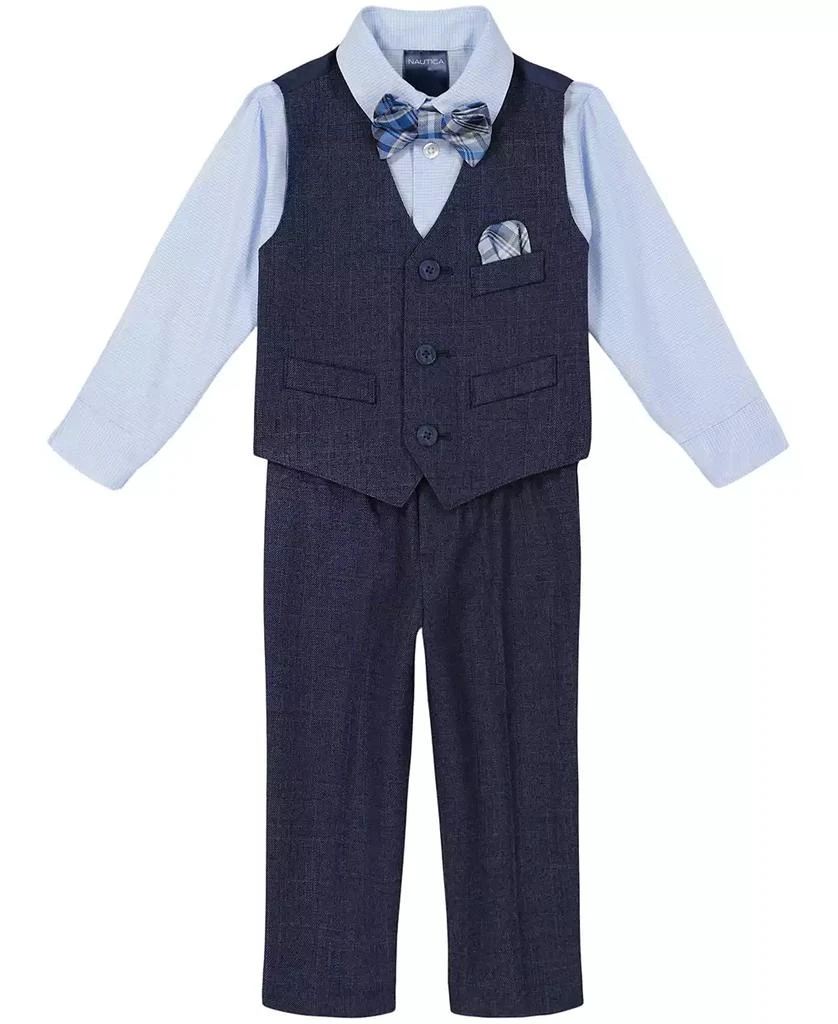 商品Nautica|Baby Boys Striated Twill Vest 4-Piece Set,价格¥175,第1张图片