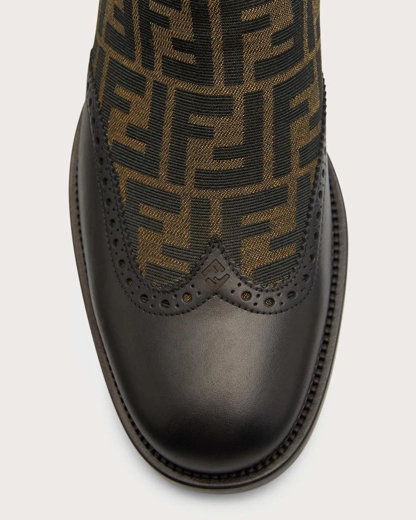 商品Fendi|Men's Stivaletto Leather & Textile Monogram Chelsea Boots,价格¥9189,第5张图片详细描述