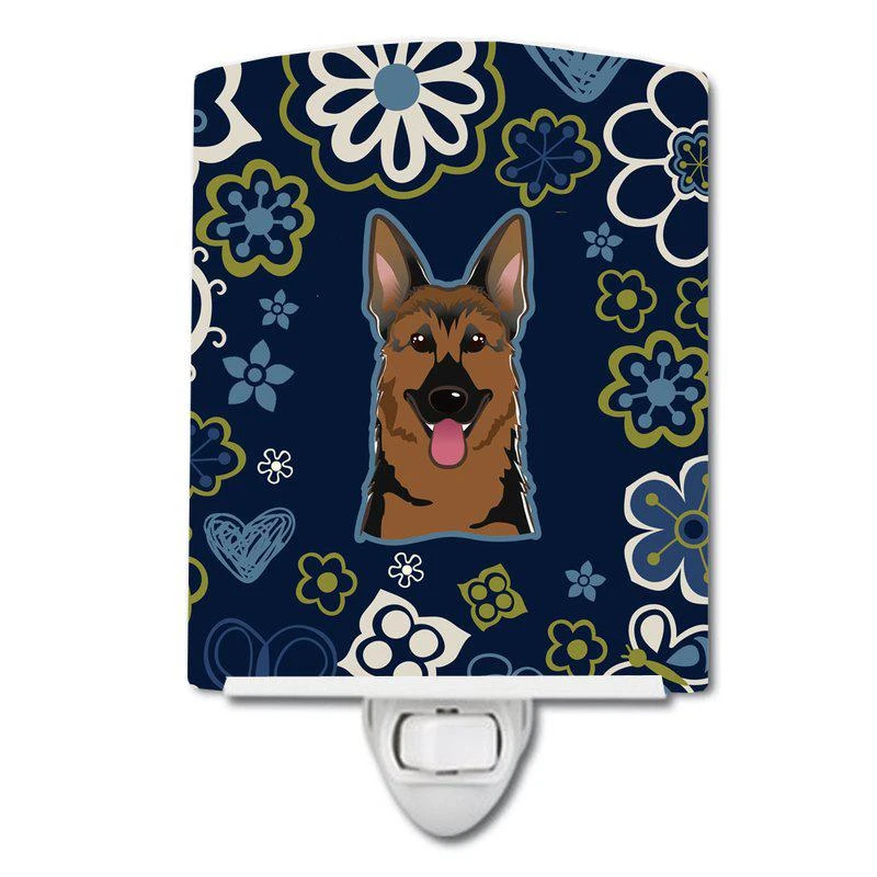 商品Caroline's Treasures|Blue Flowers German Shepherd Ceramic Night Light,价格¥204,第1张图片