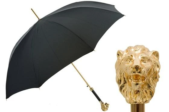 商品PASOTTI|葩莎帝 金狮子柄黑伞 意大利手工制作,价格¥2051,第1张图片