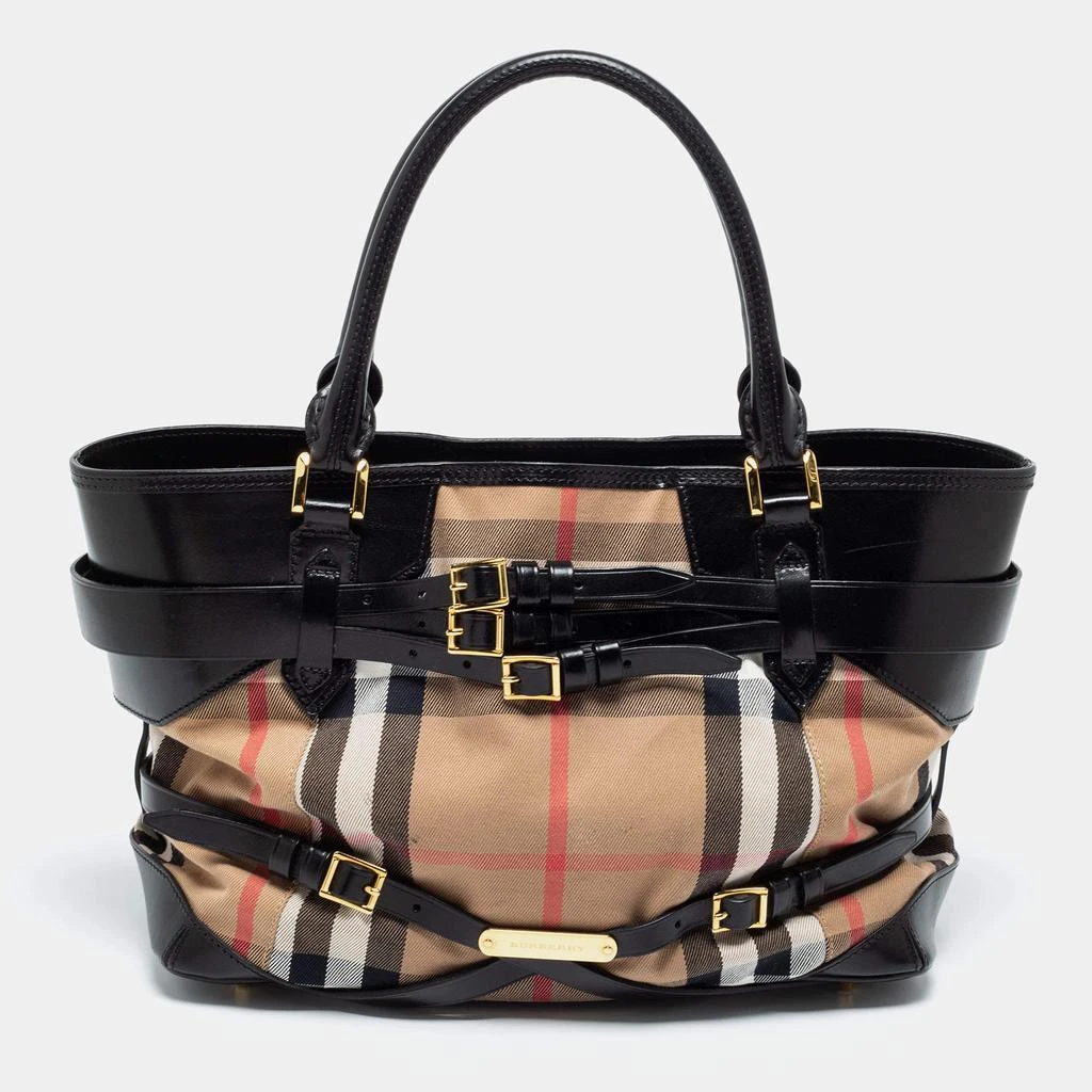 商品[二手商品] Burberry|Burberry Beige/Black House Check Canvas And Leather Medium Bridle Lynher Tote,价格¥4323,第1张图片