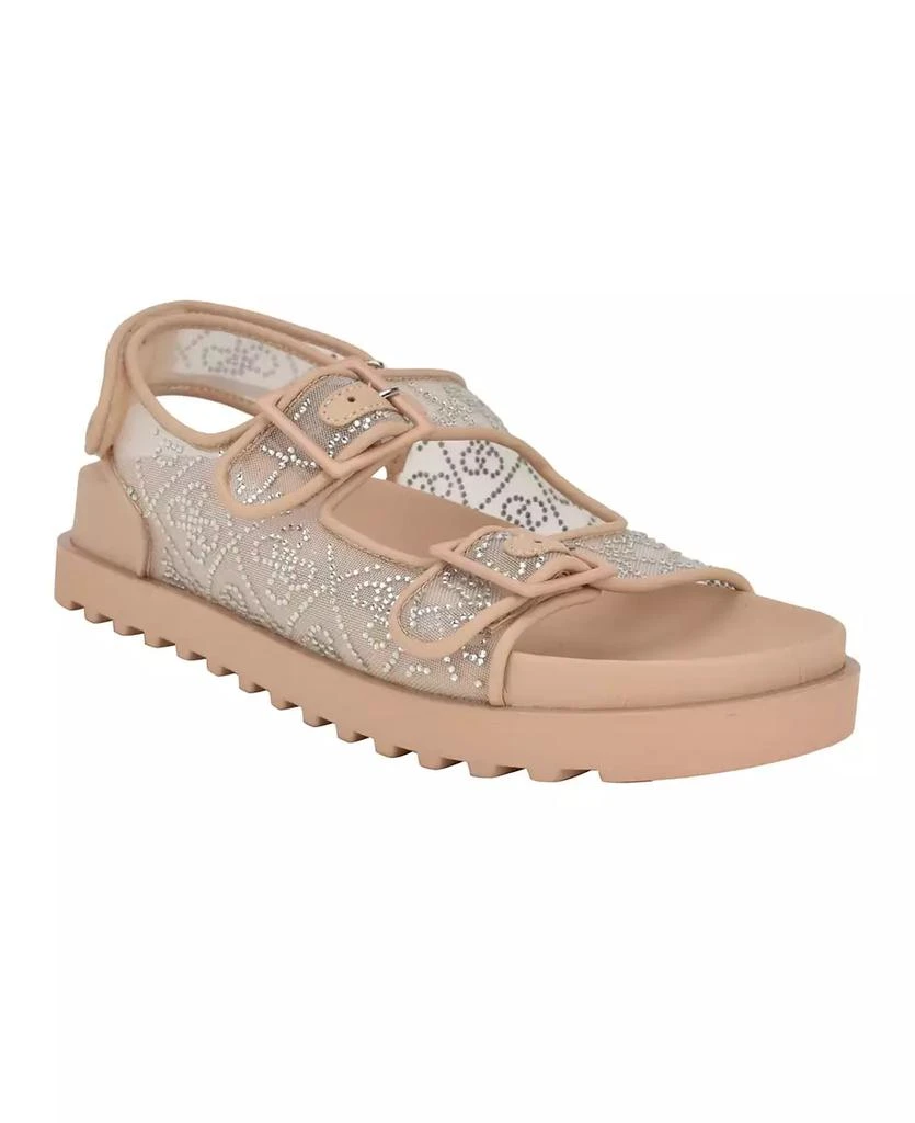 商品GUESS|Women's Frella Two Band Embellished Footbed Sandals,价格¥890,第1张图片