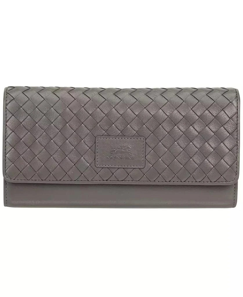 商品Mancini Leather Goods|Women's Basket Weave Collection RFID Secure Quadruple Fold Wallet,价格¥431,第1张图片