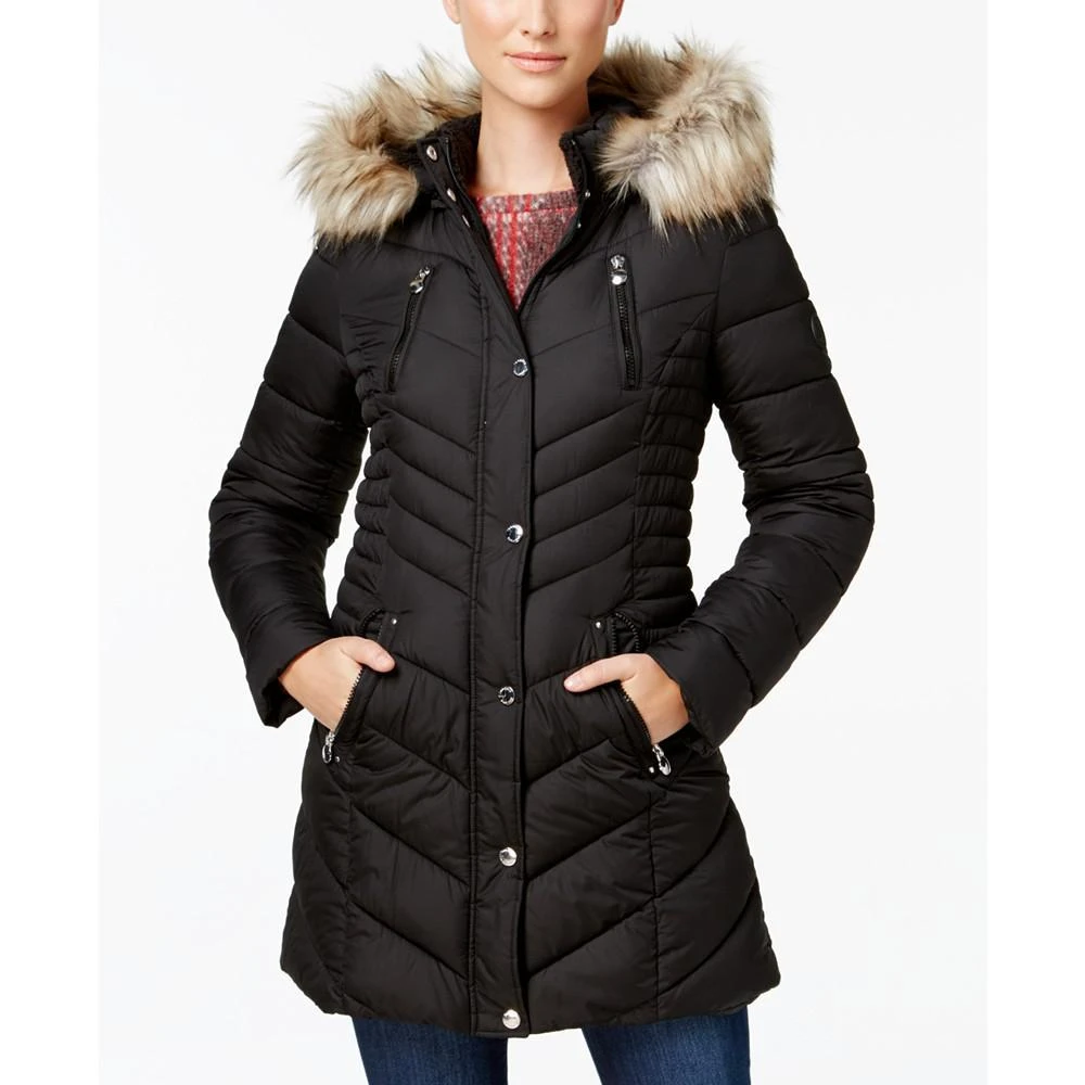 商品Laundry by Shelli Segal|Faux-Fur-Trim Quilted Puffer Coat,价格¥1048,第1张图片