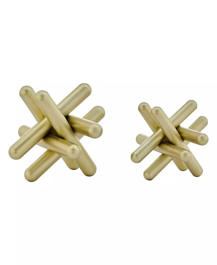 商品Danya B|Small and Medium 2-Piece Abstract Gold-Tone Finish Textured Metal Geometric Sculptures Set,价格¥489,第1张图片