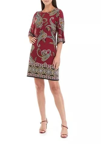 商品Sandra Darren|Darren Womens 3 4 Sleeve Paisley Print Shift Dress,价格¥343,第1张图片