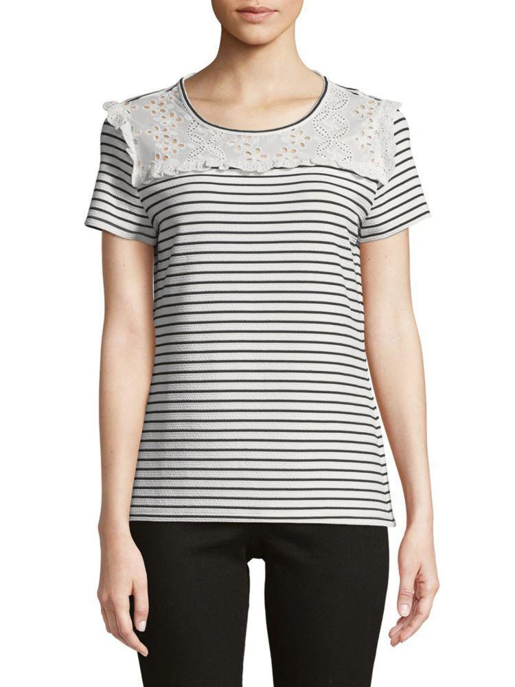 商品Karl Lagerfeld Paris|Stripe Roundneck Tee,价格¥150,第1张图片