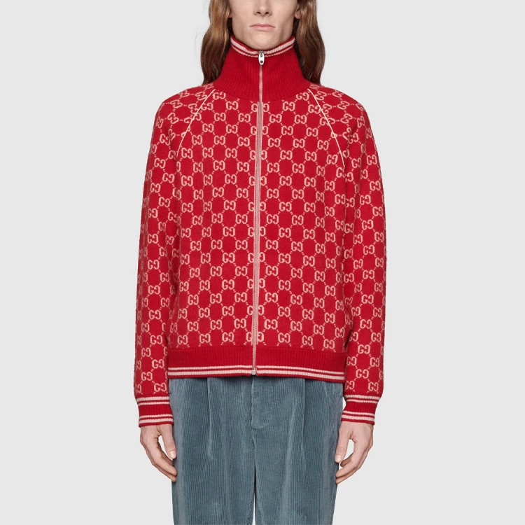 商品[国内直发] Gucci|古驰 Logo字母印花拉链长袖夹克外套 男款 红色,价格¥11535,第3张图片详细描述