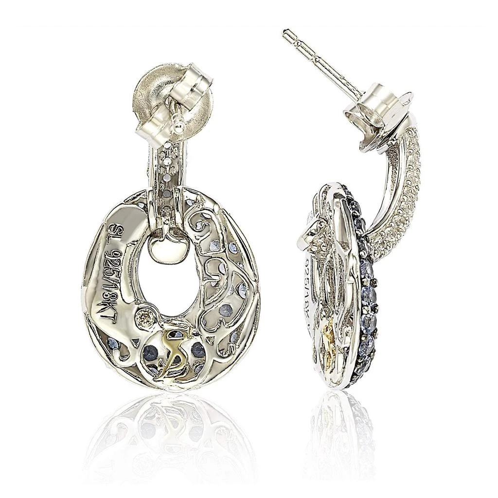 商品Suzy Levian|Sterling Silver Blue & White Sapphire and Diamond Accent Double Oval Dangle Earrings,价格¥3057,第2张图片详细描述
