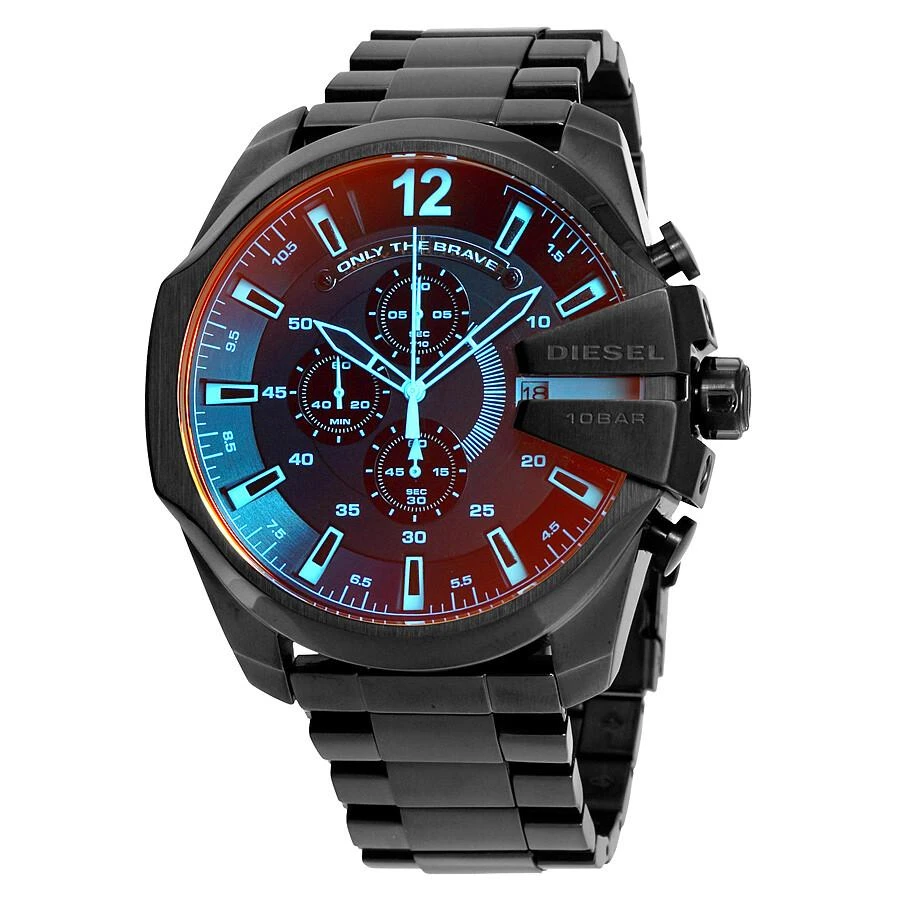 商品Diesel|Mega Chief Black Ion-plated Stainless Steel Men's Watch DZ4318,价格¥1144,第1张图片